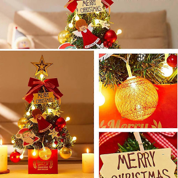 Julgran för skrivbord Mini Julgransprydnader Juldekorationer för Bord och Bänk (Röd)