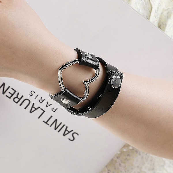 Halsband med choker för kvinnor, hjärta i läder