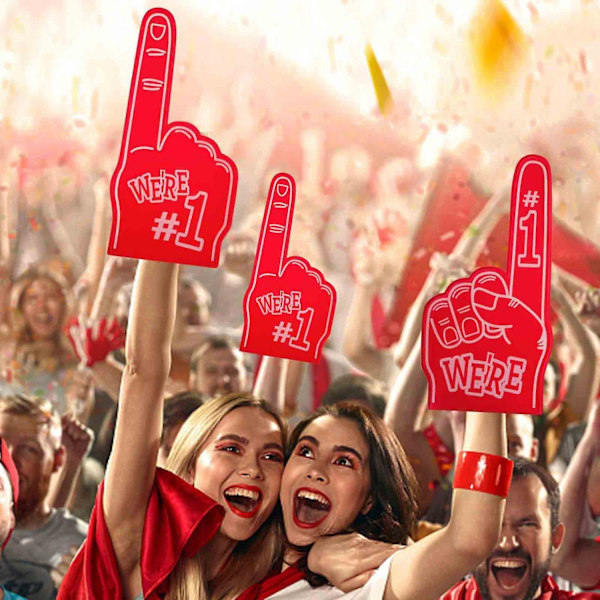 Röda EVA Victory Hand Skumfinger Hejar Rekvisita För Sportfans Red