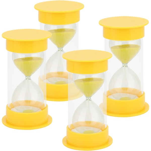 4 PCS 10 Minutes Sand Timer, Yellow Countdown Hourglass Sand Clock, Sandglass Sand Timer for Home Office Kitchen