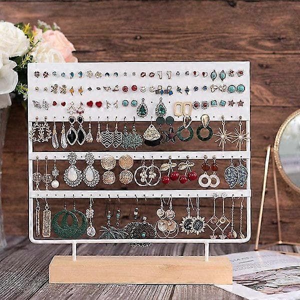Øreringeholder Display Rack 3-lags Øreringe Stud Holder Smykkeorganisator