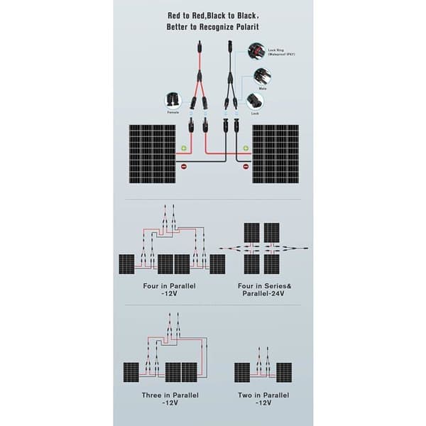 Solcellepanelkabelkontakt Profesjonell 1 til 2 gren Y-kontakter Soladapter