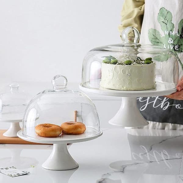 Vitt keramiskt kakfat - Cupcake-ställ, muffinsställ för bröllopsfester