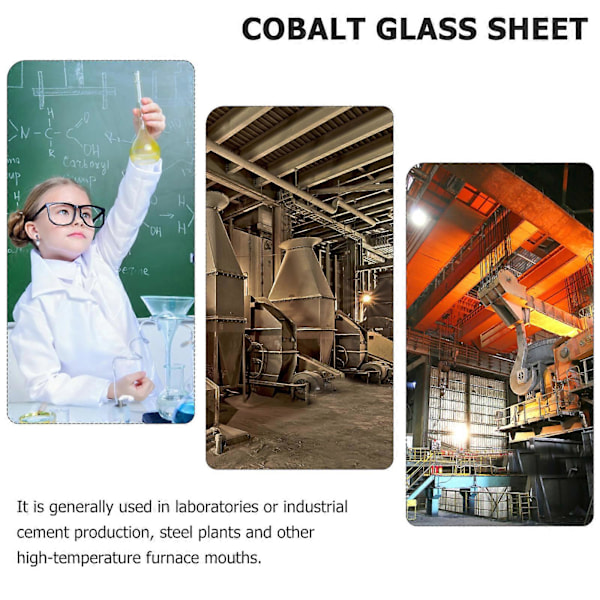 2 stk. Koboltblå Glasplade Kemiforsøg Forsyningsmateriale Eksperiment Koboltglas