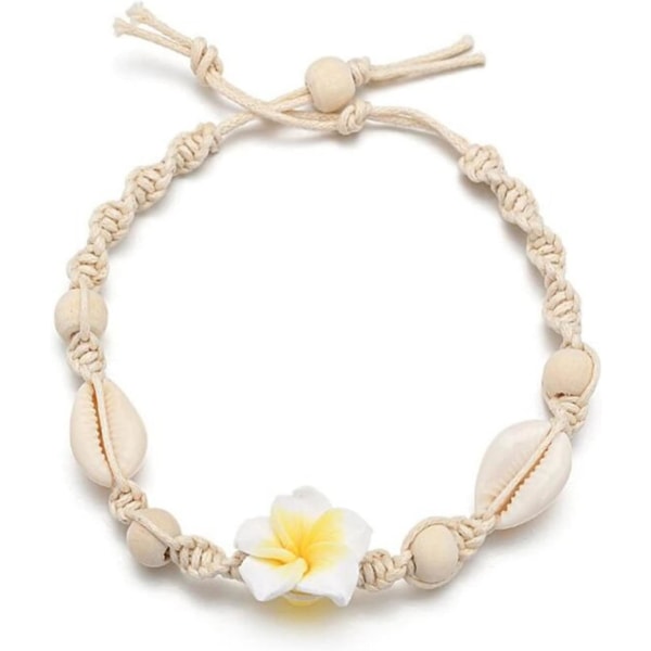 Flower shell beaded anklet bracelet for women and girls summer adjustable handmade beach rope anklet