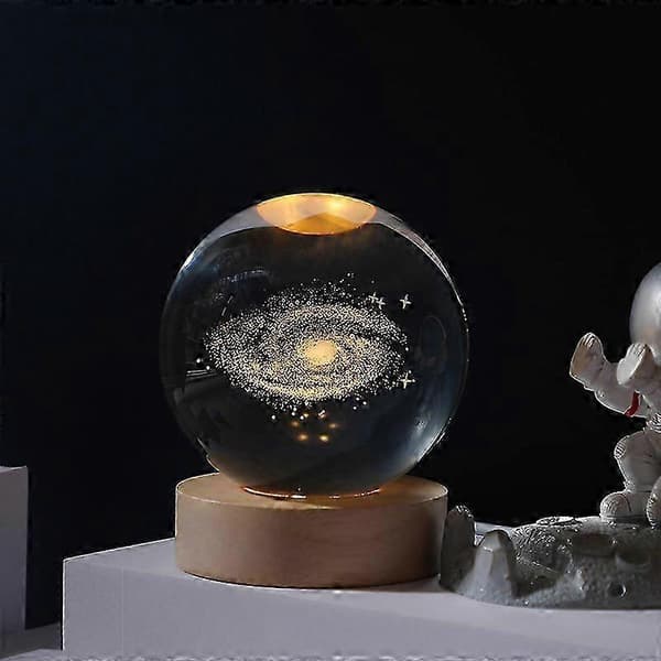 3D Krystallkule Måne Planet Globe Bordlampe B LED Nattlys Dekor Gave clouds
