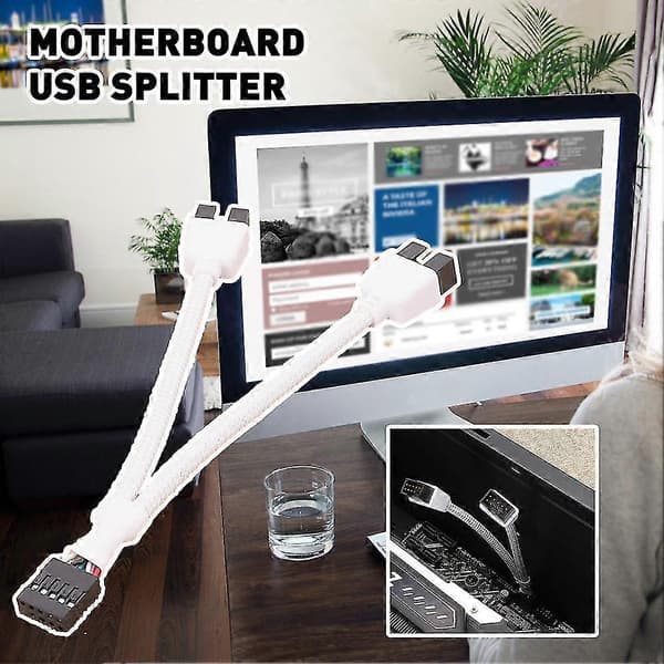 Hovedkort 9-pinners USB-header til dobbel USB2.0 9-pinners splitterhub-forlengelseskabel