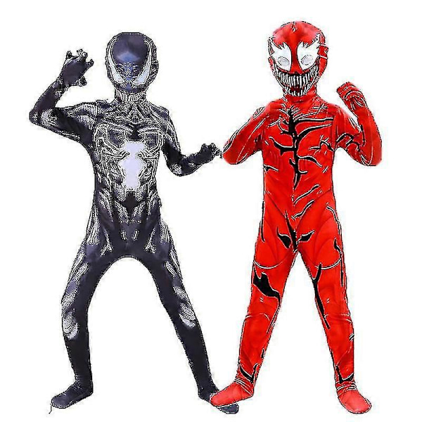 Carnival 2024 Halloween Musta ja valkoinen Venom-pojan cosplay-pukusetti naamion, vaatteiden ja lasten puvun kanssa, Spiderboy-tiukat vaatteet mekko H_a Red Black 130