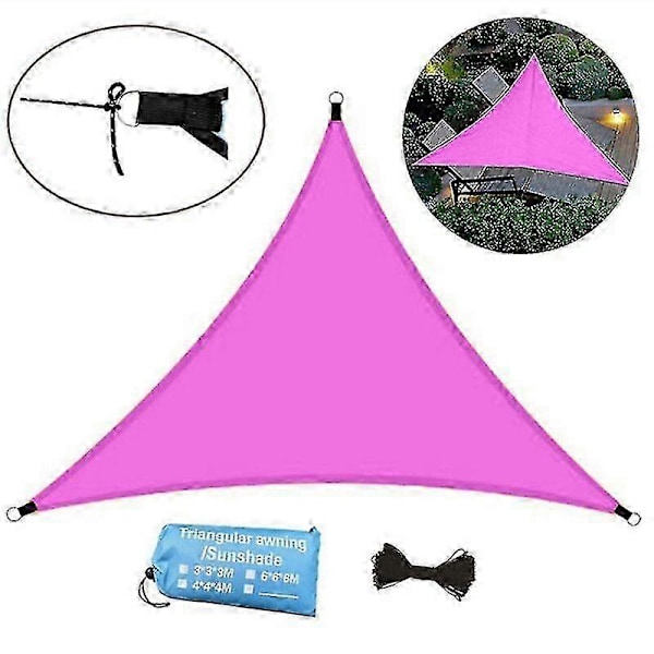 Trekantet solsejl, vandtæt markise, UV-beskyttende telt til have, baghave - JZ Pink 6x6x6