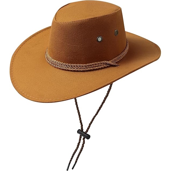 Cowboy Hat Western Solhat Faux Felt Læder Suede Fancy Dress Party Kostume Outfit Rejse Udendørs Solbeskyttelse Til Mænd Kvinder Beef yellow