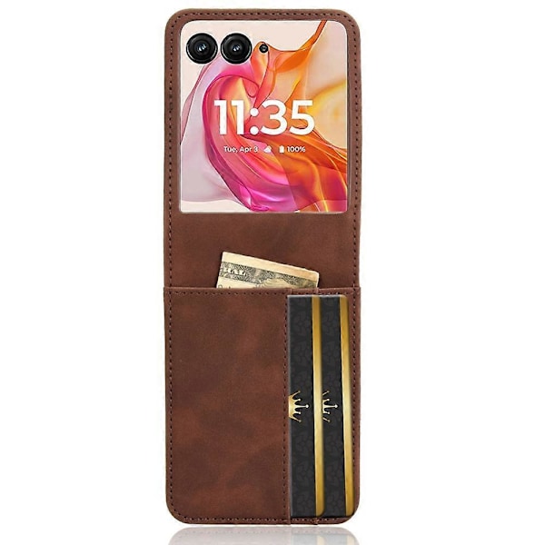 Läderfodral för Motorola Razr 50 Ultra Brown