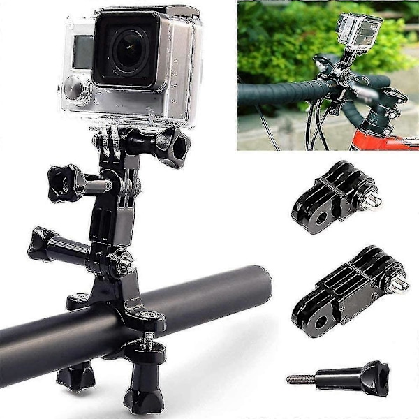 3-suuntainen säädettävä kääntyvä varsikiinnike GoPro:lle, kääntyvä varren jatkoteline, kolmijalka-adapteri 8 peukaloruuvilla GoPro-kameralle, urheilukamera, musta 16 kpl -