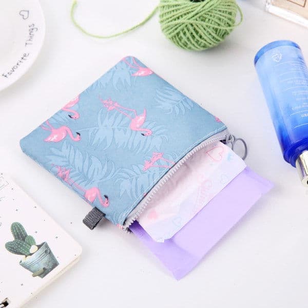 4 stk. Opbevaringspose til menstruationsbind, organizer med lynlås
