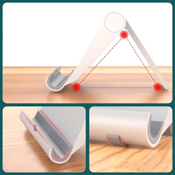2-pakks mobiltelefonstativ for skrivebord, justerbar, kompatibel med iPhone 13 12 Pro Max 11 SE XS Samsung Galaxy mobiltelefonholder, sammenleggbar White