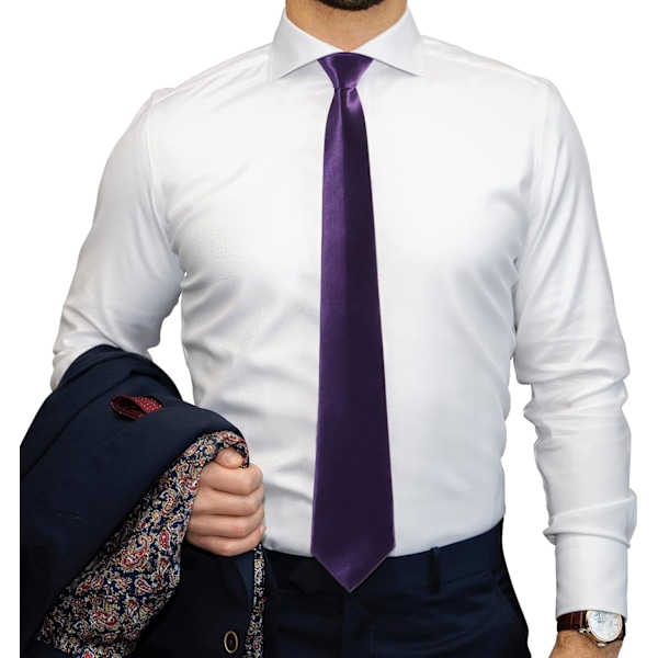 Herrar Slips Solid Färg Halsduk för Män Bröllop Business Formell Slipsar Purple
