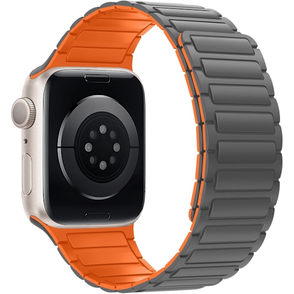 Magnetiske urremme kompatibel med Apple Watch-rem blød silikone erstatningsrem designet til iWatch Grey Orange 42/44/45/49mm