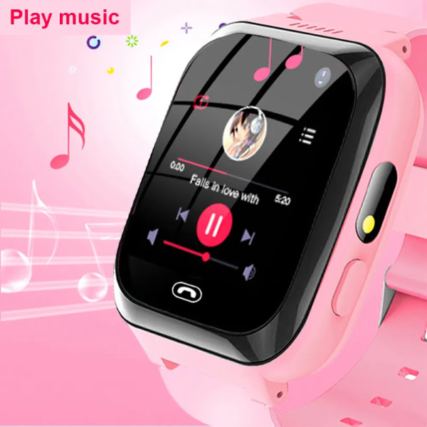 Spil Smart Watch Børn Telefonopkald Musik Spil lommelygte 6 spil med 1 GB SD-kort Smartwatch Ur til drenge Piger Gaver Pink med original æske