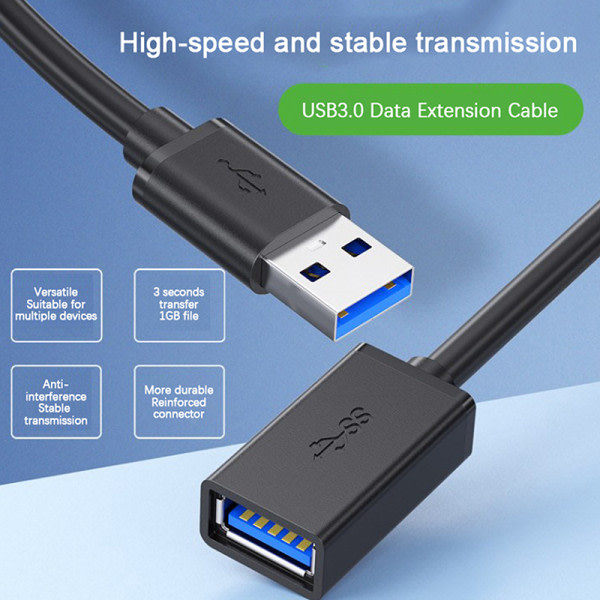 USB-jatkojohto 3.0 Datakaapeli kannettavalle TV:lle USB 3.0 Extensi 1m