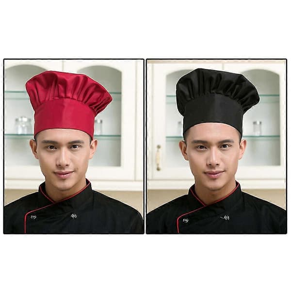 Professionell Stretchig Justerbar Herrkeps Kök Kock Bagare Catering Kockmössa Chilli Pattern