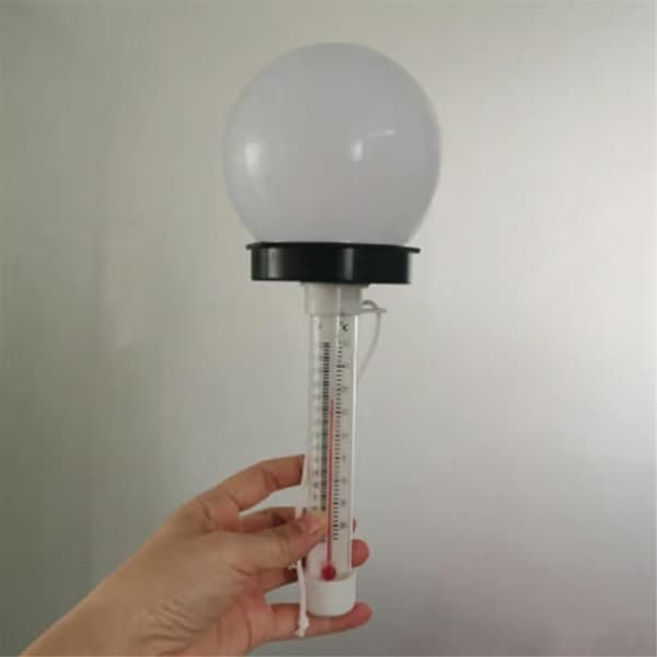 Pooltermometer Flydende pooltermometer med solcelledrevet LED-lampe til pool, dam, spa og vildmarksbad