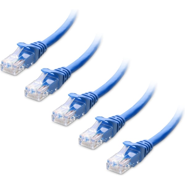 5-pack 10 Gbps Snagless Kort Cat6 Ethernet-kabel (Cat6-kabel, Cat 6-kabel) Blue 15m