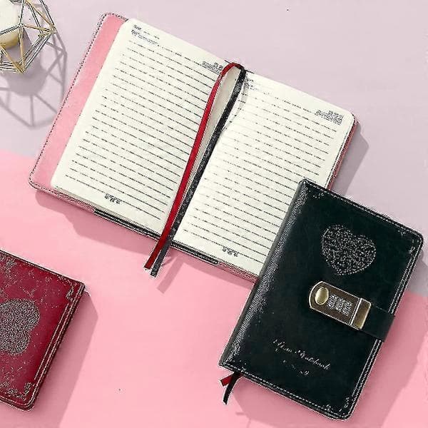 Dagbog med lås til piger Læder Password Journal Hemmelige dagbøger Combo