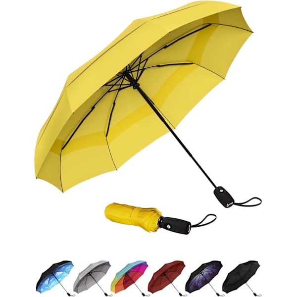 Repel Paraply Vindtætte Rejseparaplyer til Regn - Nem Automatisk Åbning og Lukning, Holdbar & Kompakt Paraply, Stærk Glasfiberramme Yellow