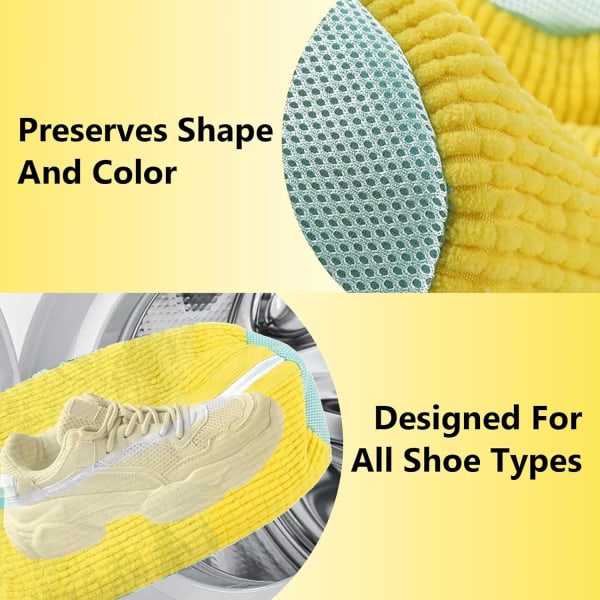 2 stk. Vasketøjsposer til sko - Vaskbare skotasker - Genanvendelige skorengøringstasker - Vaskemaskinetasker