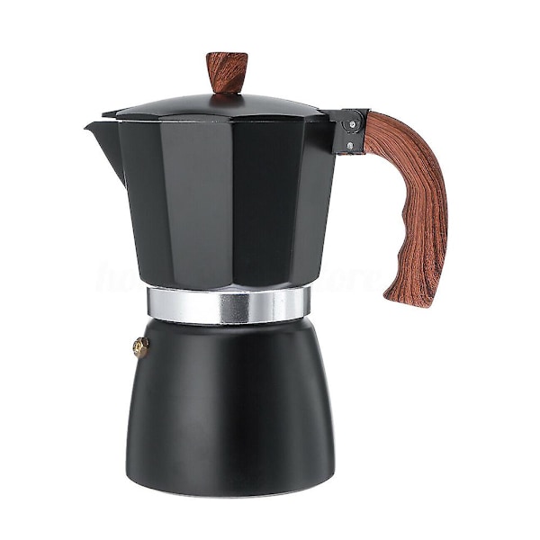 Aluminium Espresso Kaffeemaskine Percolator Komfurtop Gryde Kande i Italiensk Stil Black 300ML