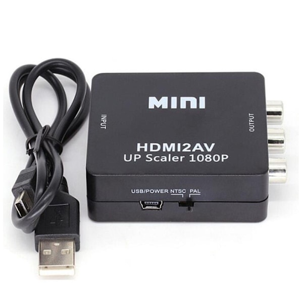 RCA (AV) til HDMI Adapter Hvid sort black