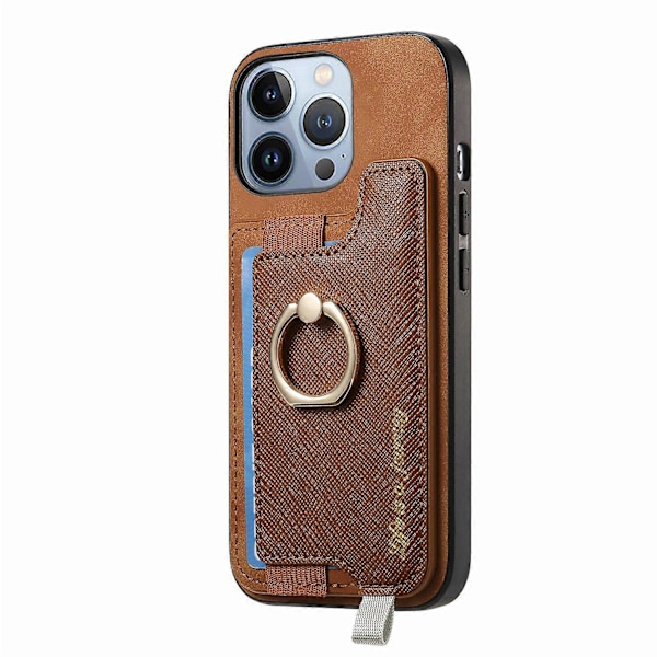 B5 For iPhone 16 Pro Max Etui 2-i-1 Magnetisk Avtakbar Kortlomme Lær+TPU Telefondeksel - Brun Brown