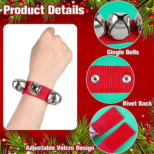 12 stk. Håndledsbånd Klokker Armbånd Jingle Bells Musikalske Ankelklokker Rytmeinstrument til Børn Julefestgaver-A