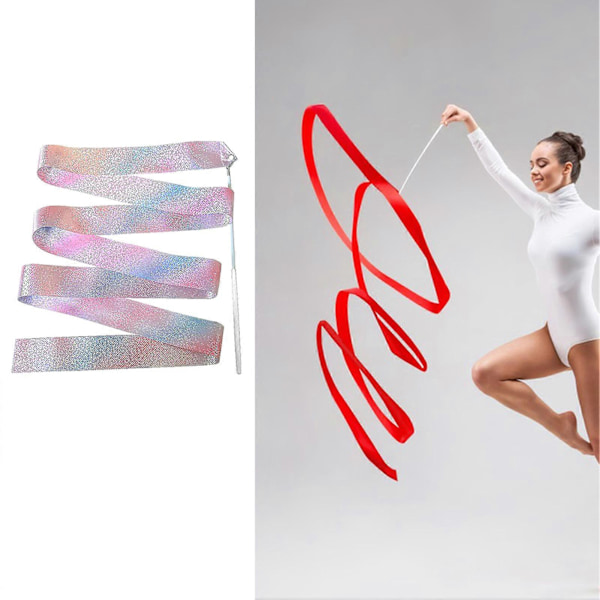 2 st Gymnastikband med Pinne Starkt Glittrande Mjukt Smidigt Långt Band Träning 2/4m Konstnärlig Dans Snurrande Pinne Streamers Leksak för Barn Black 2M