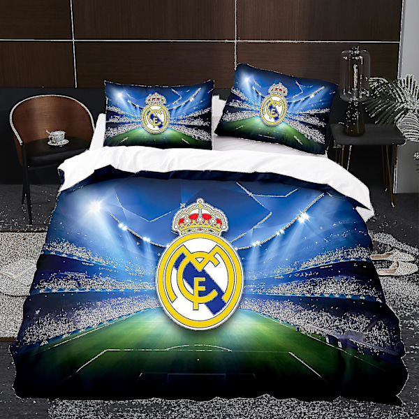 Ball Madrid Team Emblem K4# Bed Three-piece 3d Football Three-piece Size Real Madrid Quilt Cover