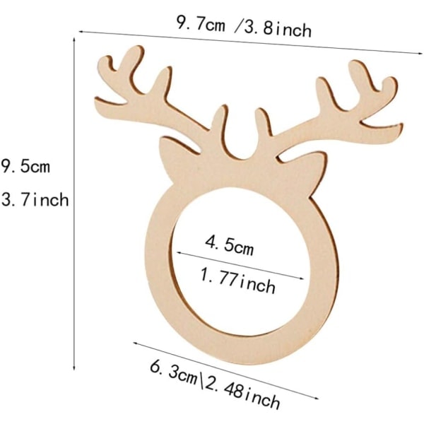 30 stk Julepynt Serviettringer i Tre, Serviettholder, Borddekorasjon til Lunsj, Middag, Hotell, Hjem