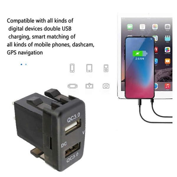 Bil Dobbel USB3.0 Hurtiglader for Bil