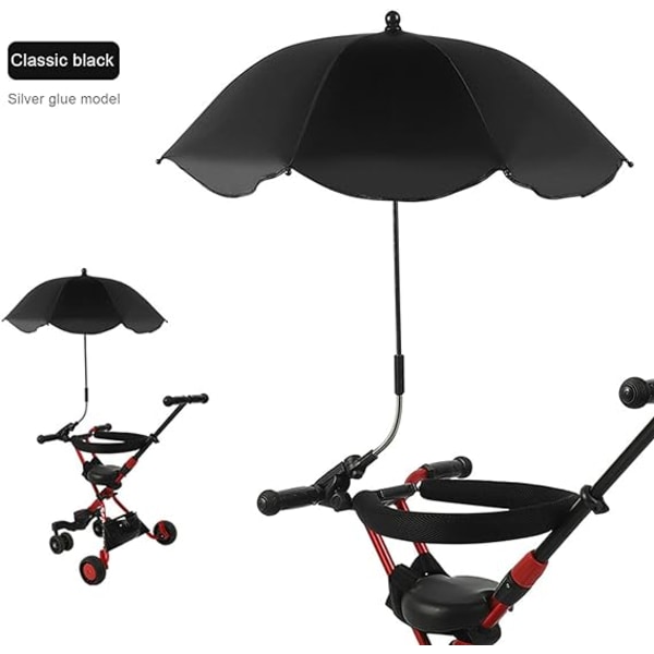 Strandstols paraplyer, bærbare udendørs paraplyer, vindtætte paraplyer, universelle golfvogne, vandtætte kørestolstilbehør. Black