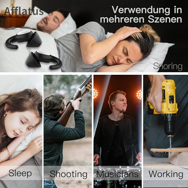 Ørepropper for søvn, 2 par (S+L), støydempende ørepropper for søvn, gjenbrukbare, komfortable ørepropper for søvn, støyreduksjon