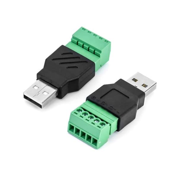 2 USB 2.0 hanstik - 5-bens hun skrueterminalblok - Opladning/dataoverførsel
