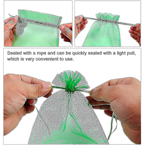 100 Stykker Beskyttelsespose for Klaser 30x20cm/23x17cm Drue Frukt Organza Pose Med Snøring Gir Total Beskyttelse Mot Veps Fugler Og Andre Skadedyr Grey 17*23 cm