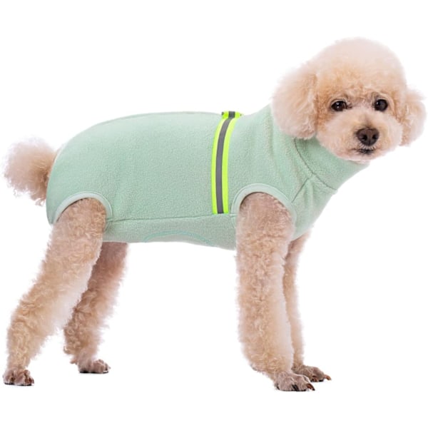 Polarfleecejakke for hunder, heldekkende jakke, hundedress med D-ring og refleks Mint Green