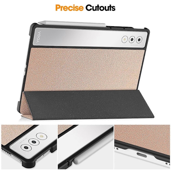 Til Lenovo Yoga Tab Plus Etui Anti-Drop Læder Stand Tablet Cover - Rosaguld Multicolor Rose Gold