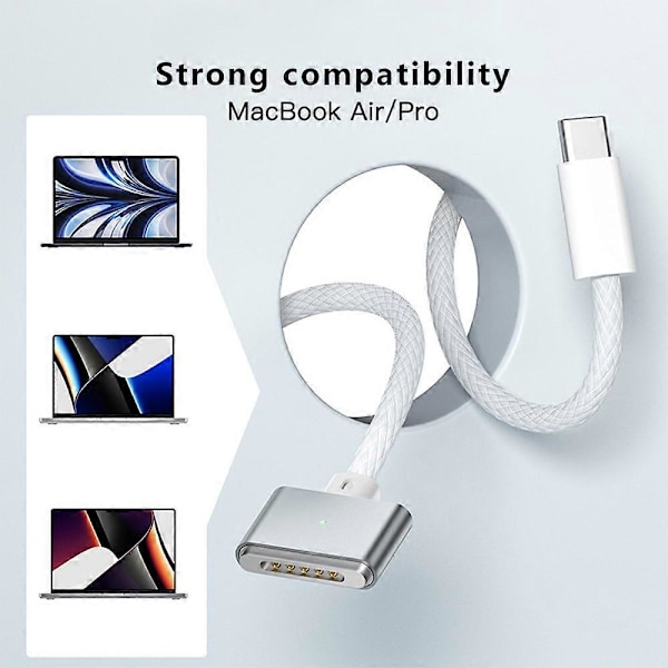 MacBookille 2m 140W Yhteensopiva MagSafe 3 Punotun Johdon USB-C Magneettiseen Latauskaapeliin Multicolor Midnight Color