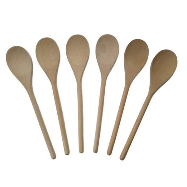 Treskjeer for blanding, baking, servering, bøk, 30 cm - Sett med 6 ROUNDSQUARE