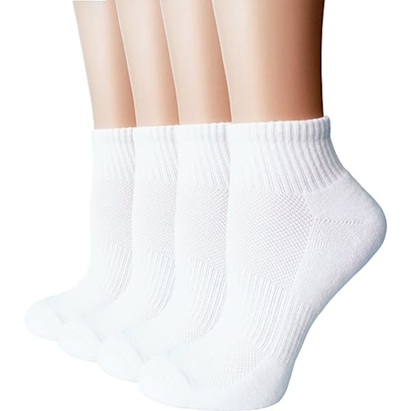 Naisten Anti-Rakkula Kosteutta Siirtävät Treeni Sukat Urheilulliset Nilkka Neljännes Pehmustetut Kompressio Sukat 01 White - 4 Pairs 4-8