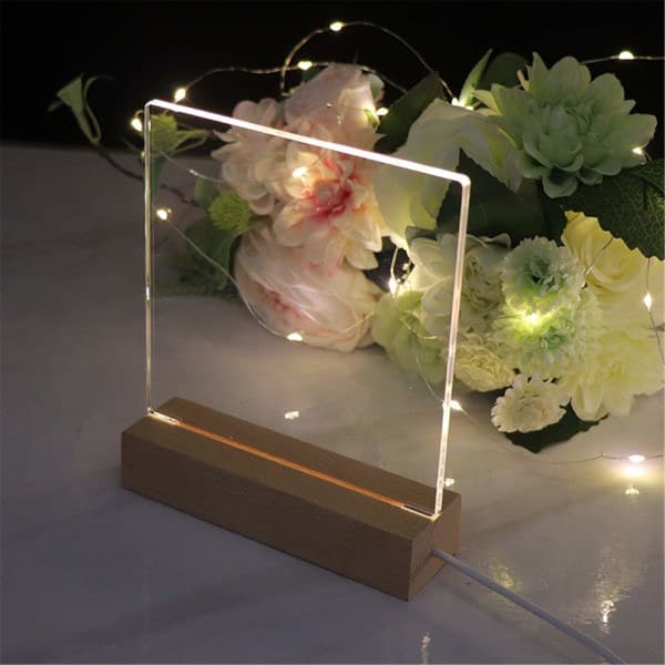 LED-lysbase i tre, 2 stk, varmt lys