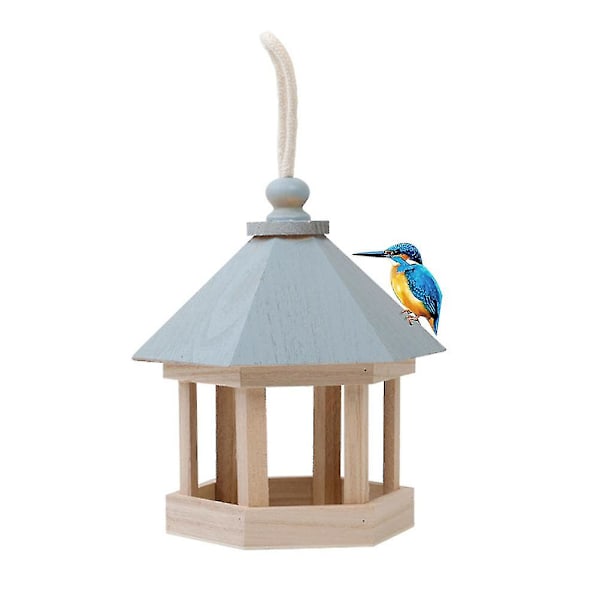 Wooden House Bird Feeder Hanging Feeding Station Hollow Bird Feeder