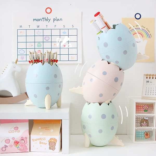 1 kpl Jelly Fashion Kids Cute Dinosaur Egg Pen Holder Opiskelija Luova Irrotettava Työpöydän Säilytyspenikotelo Toimiston Koriste Sininen Pink