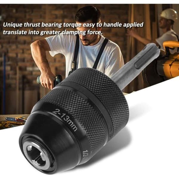 SDS-borrchuck, borrchuck, 2-13 mm 1/2-20UNF, med SDS-plus verktygsadapter, trebackschuck