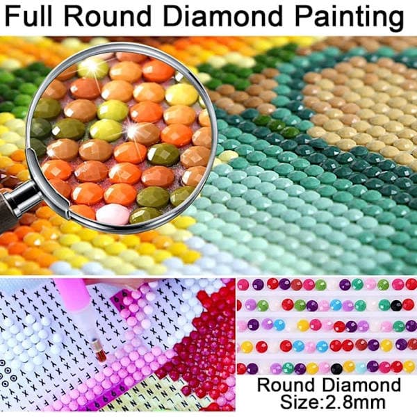 Diamantmaling - 5D DIY Diamantmaling, 30x40cm (Fire Årstider Træer)